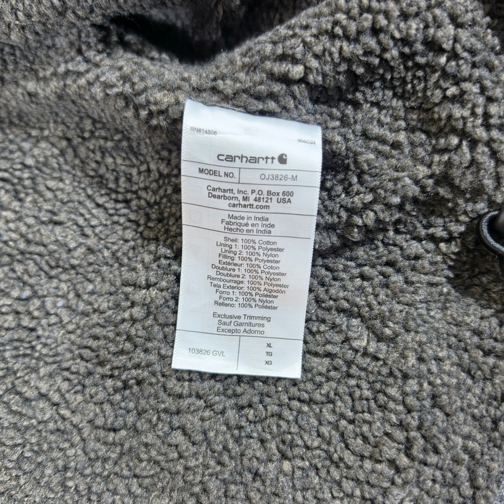 NWT Carhartt Duck Bartlett Sherpa Lined Jacket Hooded Gray Mens Size XL Workwear - Picture 10 of 11